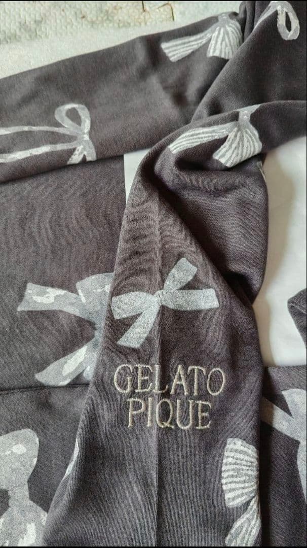 ジェラピケ　gelatopiqué ルームウェア　リボン柄 黒　　　 19-35