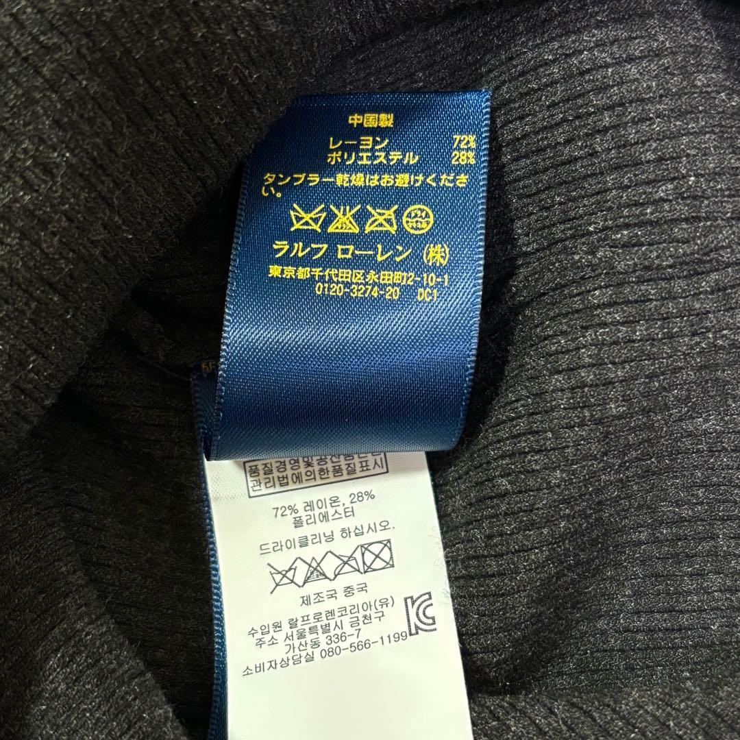 【良品】ポロラルフローレン リブニット フレアワンピース ボートネック XS