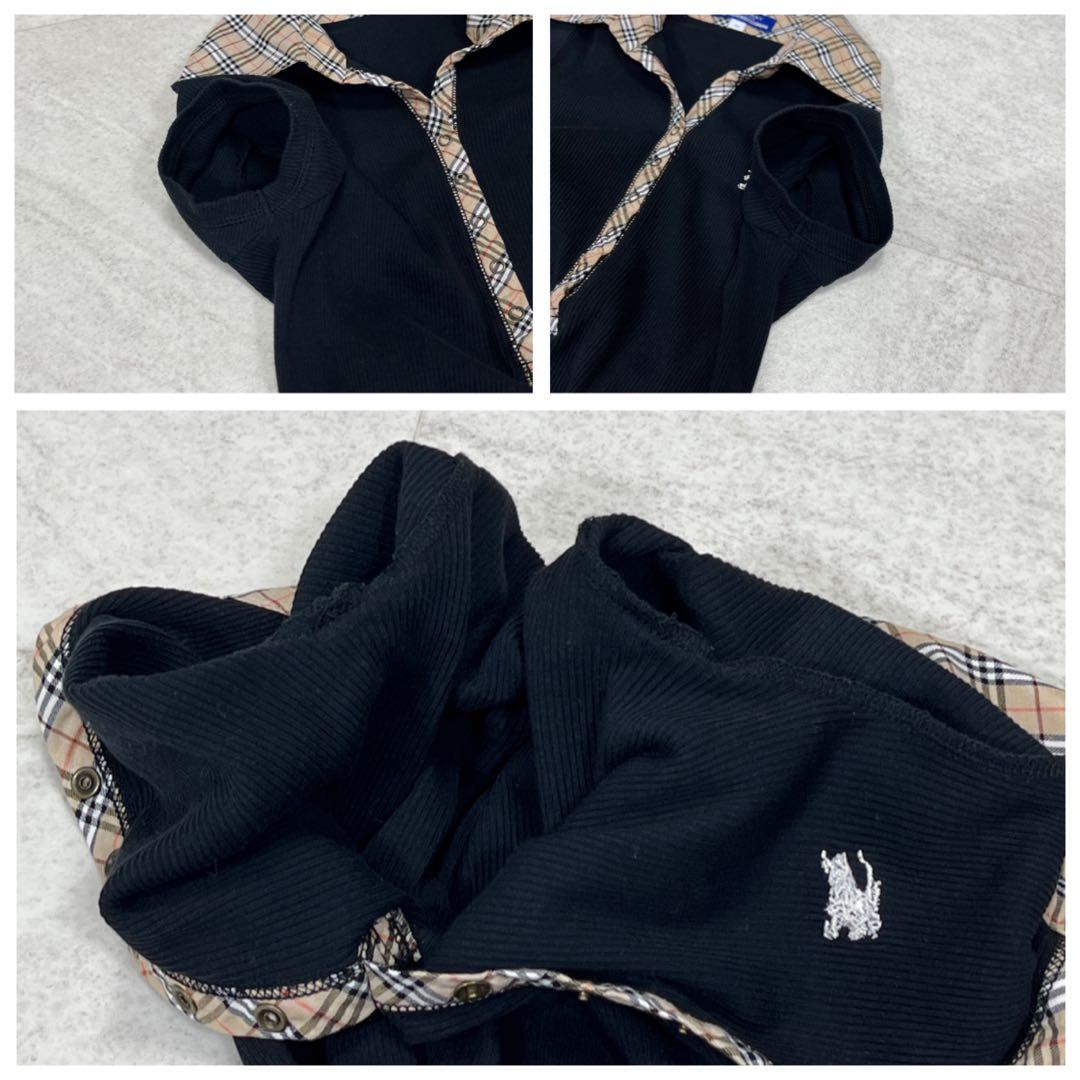 定番【バーバリーブルーレーベル】ニットポロシャツ 半袖 ノバチェック ホース刺繍