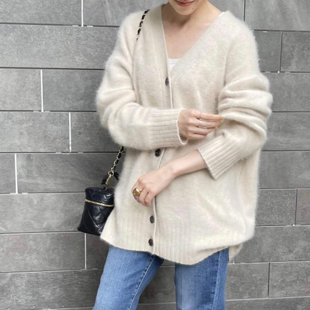 極美品 Spick&Span ファーニットロングカーディガン ベージュ