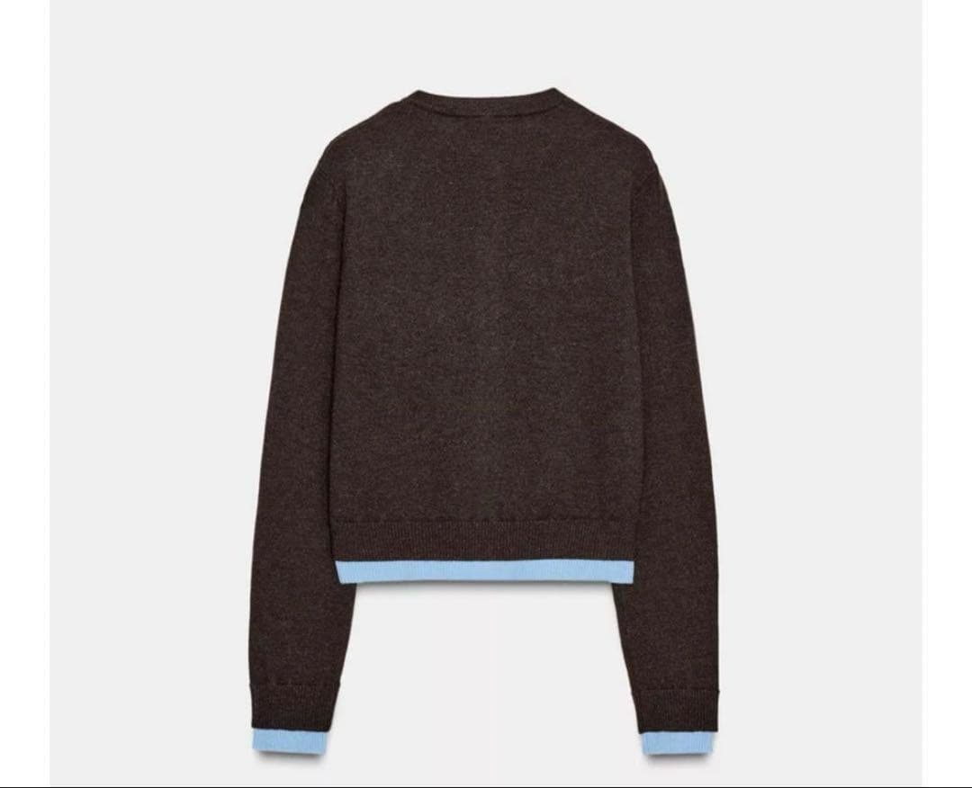 ZARA コントラストニットカーディガン