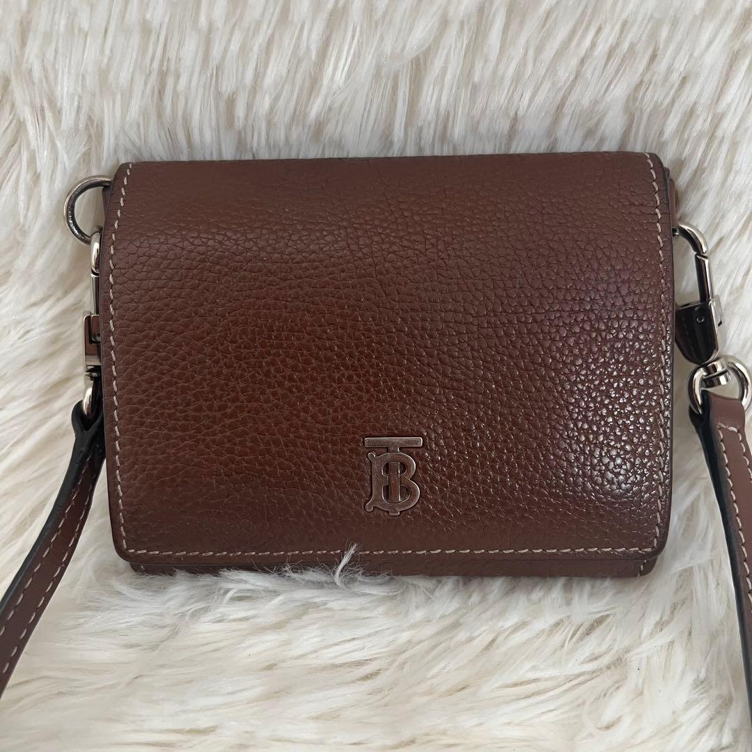Burberry TBロゴ ショルダーウォレット 二つ折り財布 ブラウン