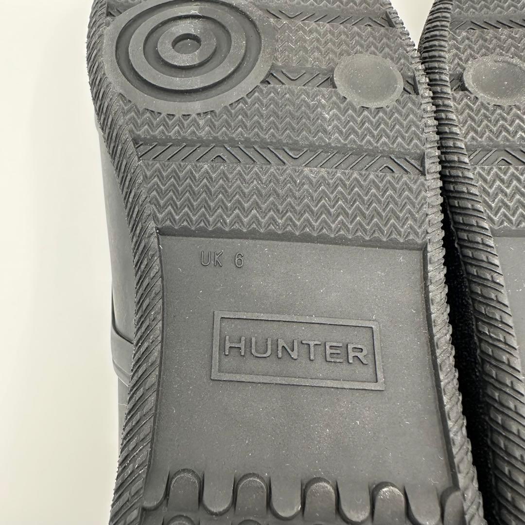【美品】HUNTER レインシューズ【UK6/25cm】黒 防水 スリッポン