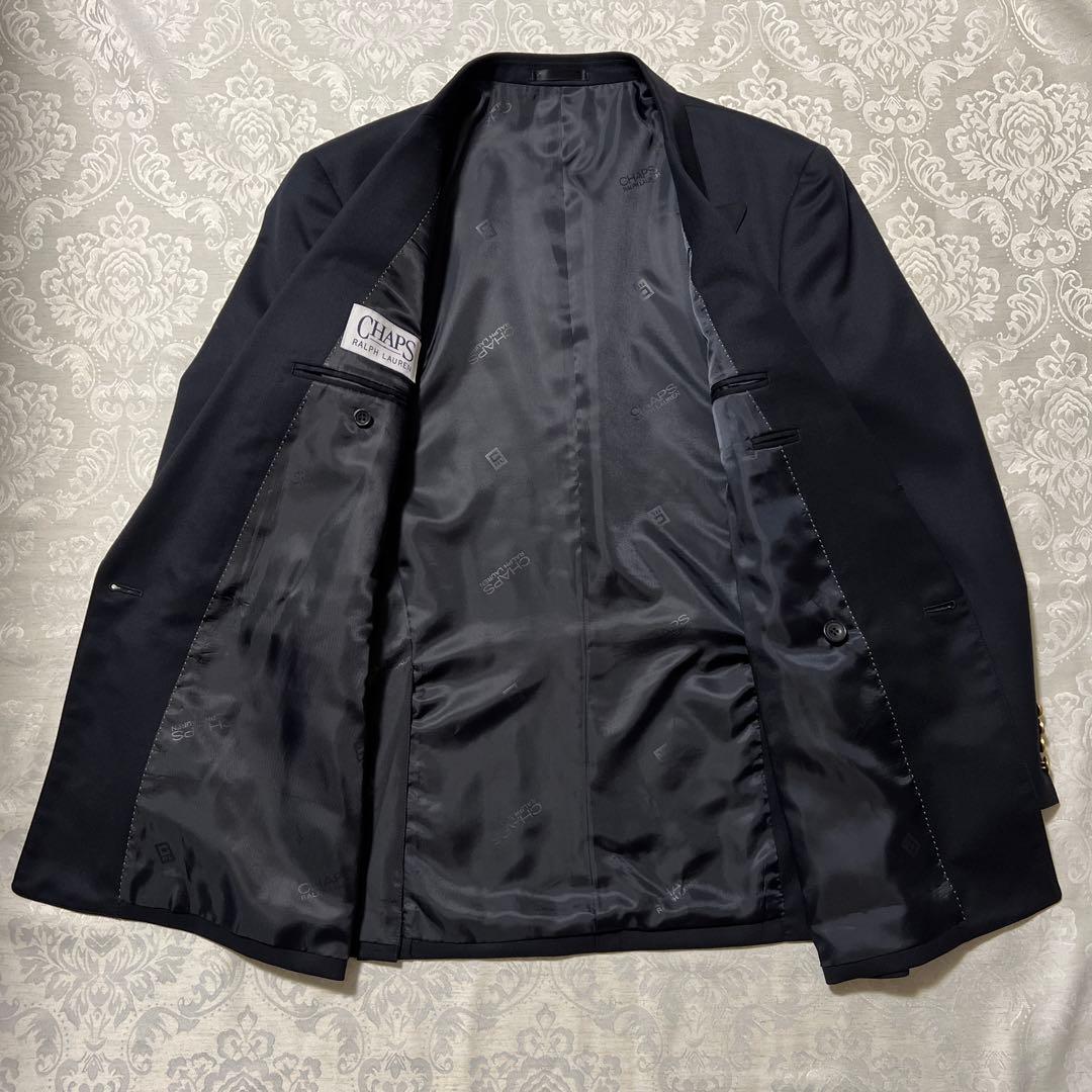 ②usedラルフローレン チャップス 紺ブレ ダブル ジャケット 金ボタンAB6