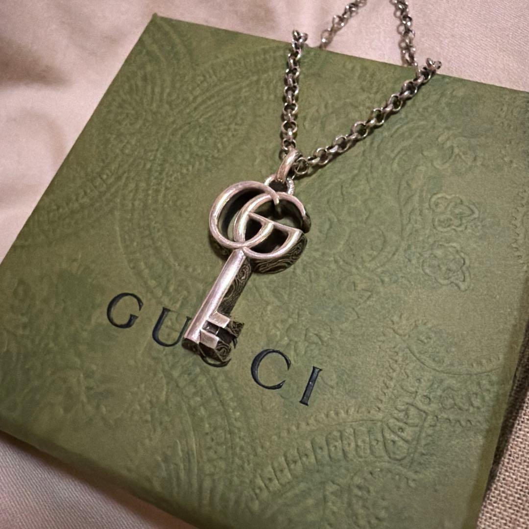 GUCCIダブルGキーネックレス シルバー925 GG 鍵 ペンダント 正規品
