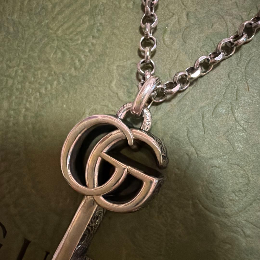 GUCCIダブルGキーネックレス シルバー925 GG 鍵 ペンダント 正規品