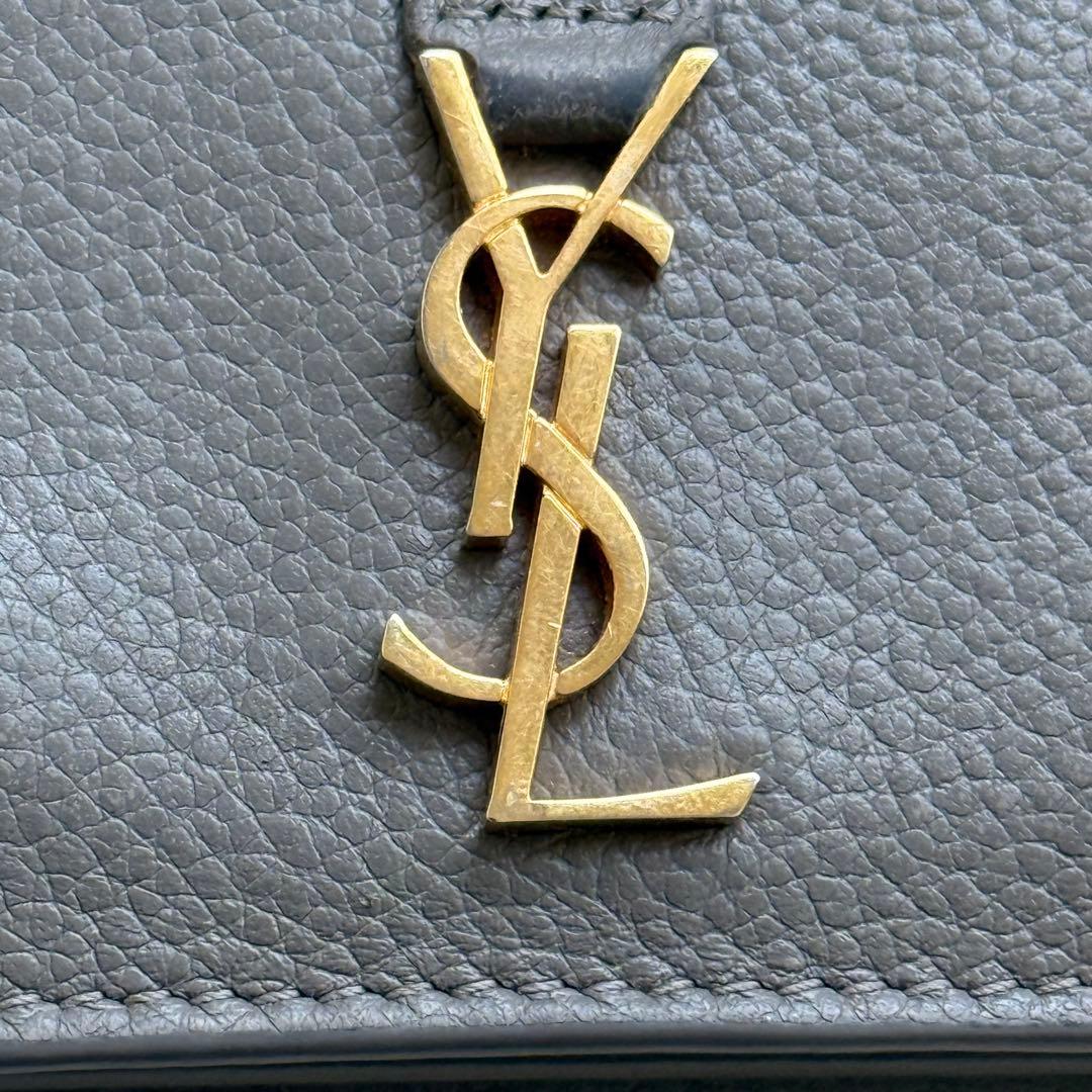 サンローラン オリガミ タイニーウォレット YSL グレー 三つ折り財布