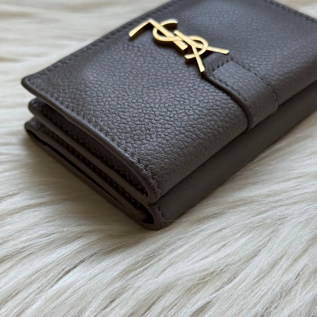 サンローラン オリガミ タイニーウォレット YSL グレー 三つ折り財布