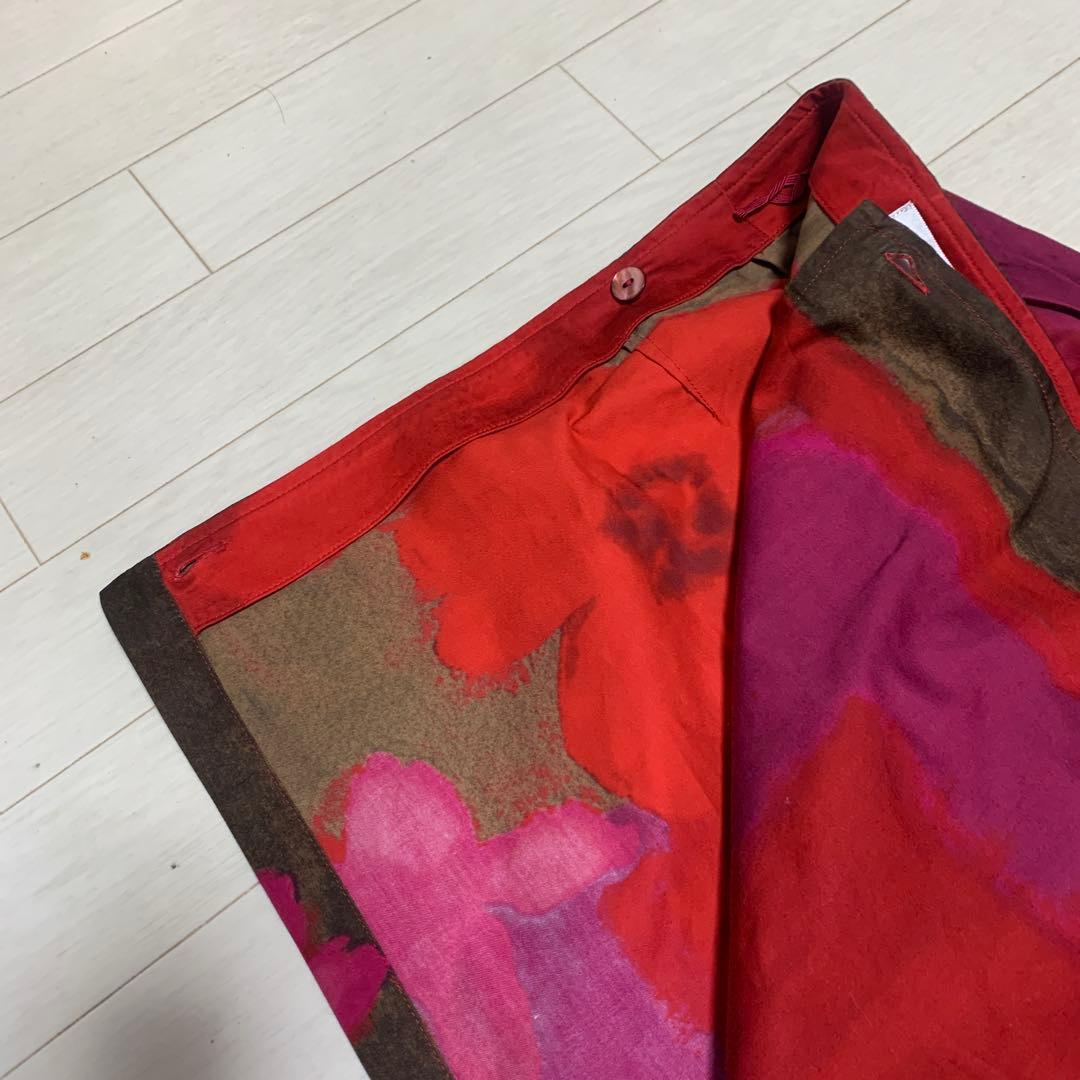 MaxMara 赤 花柄 巻きスカート ロング