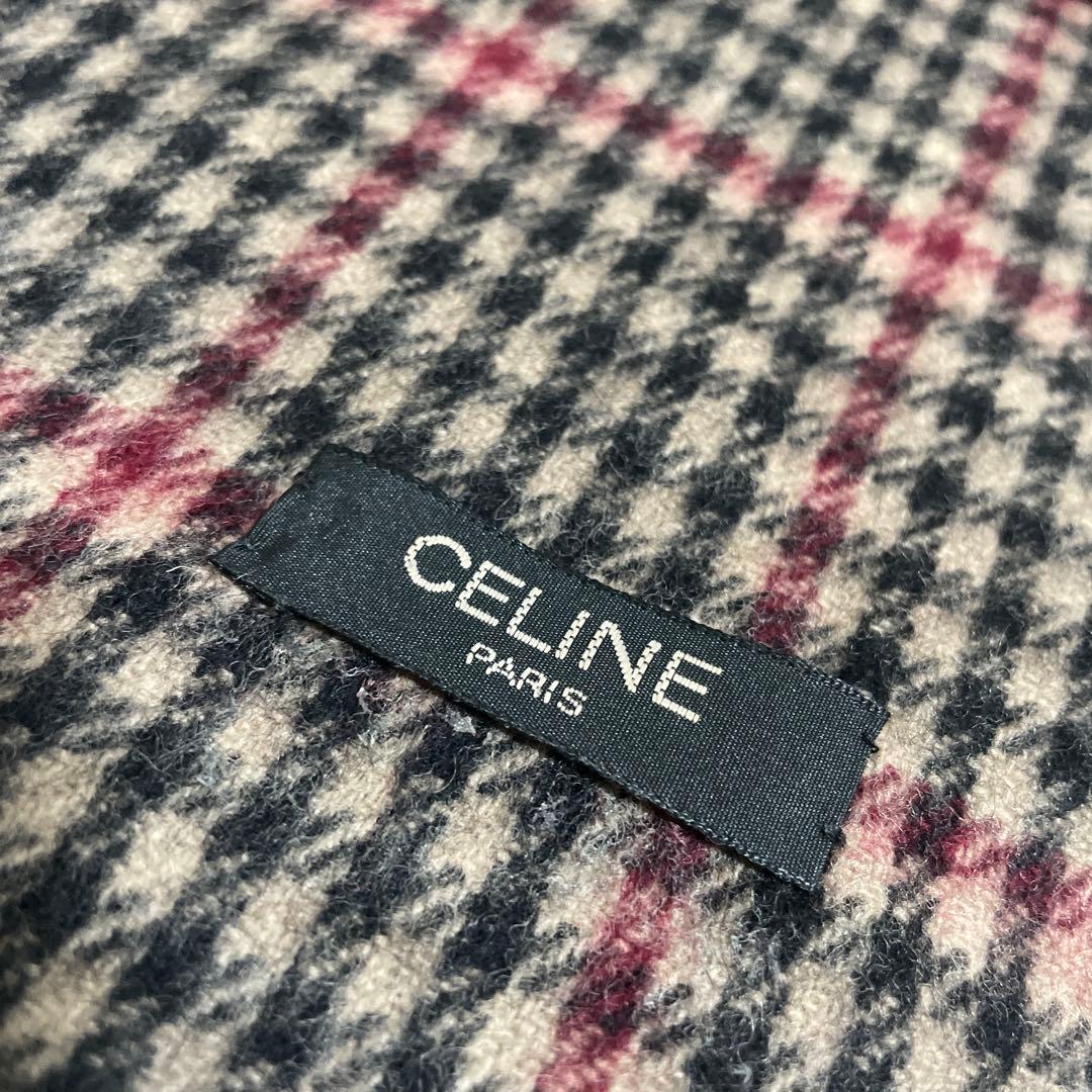 CELINE セリーヌ 千鳥格子 マフラー ベージュ×ブラック 男女兼用
