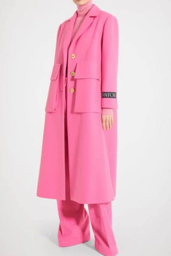 極美品✨PATOU ウールマキシポケットコート カシミヤ混 ダージリンピンク