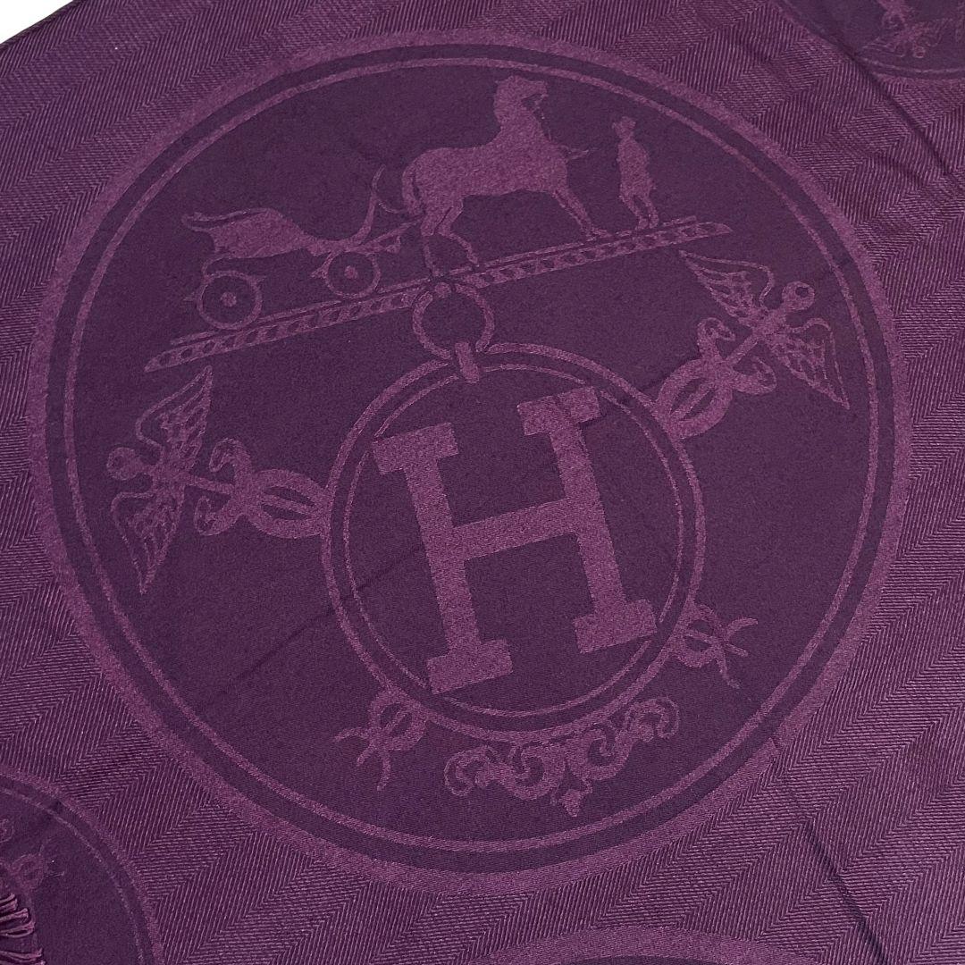 【 良品 】 エルメス　ストール　ニューリブリス　総柄　カシミヤ　シルク　Hロゴ