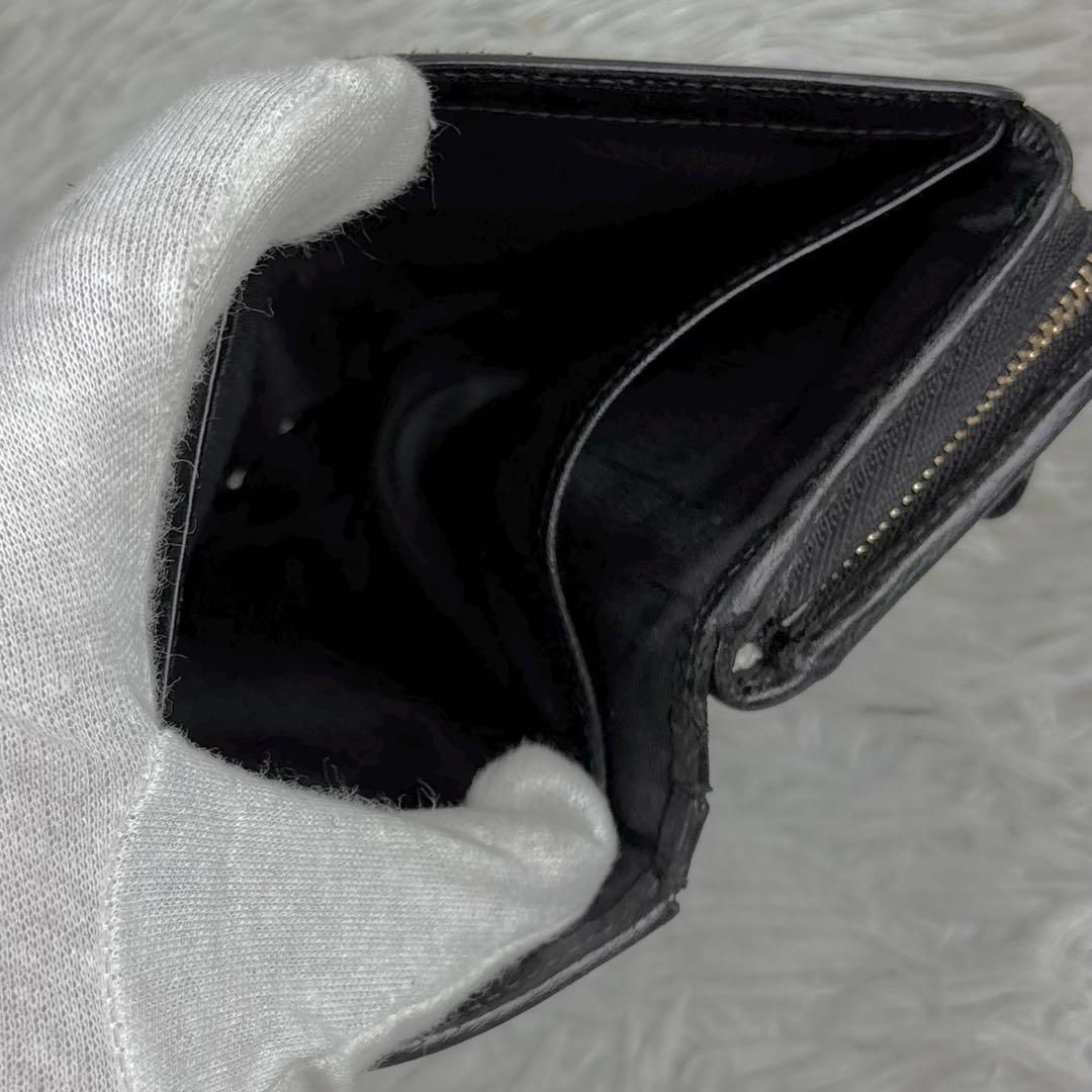 極美品 LOEWE レザー 折り財布 ラウンドファスナー アナグラム ブラック