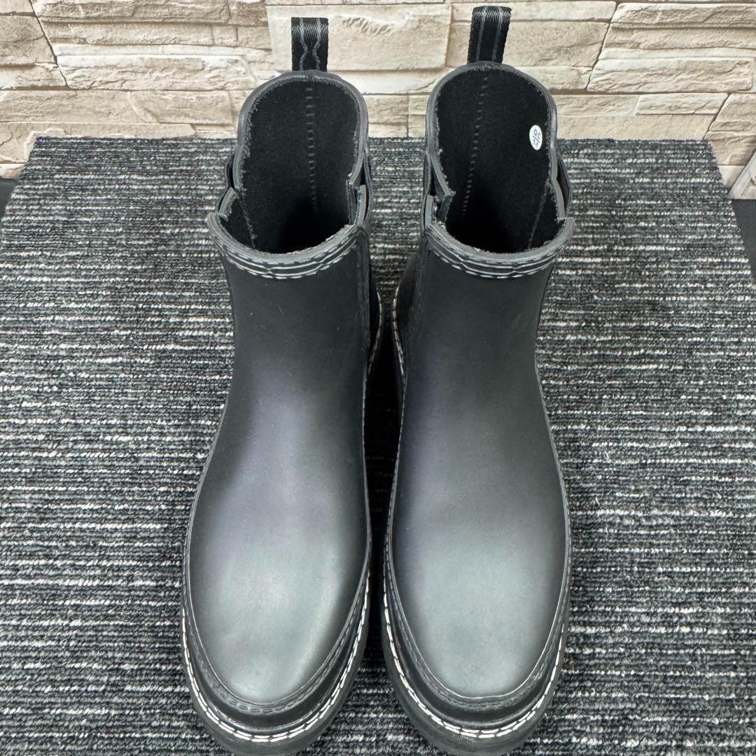 【美品】HUNTER レインブーツ チェルシーブーツ ラバー ブラック 23cm