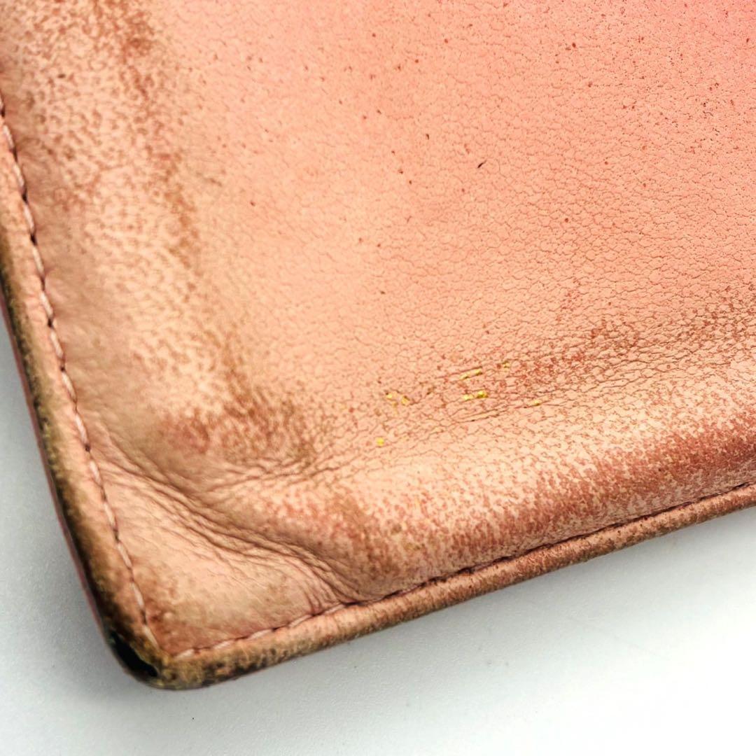 CHANEL シャネル がま口付 折り財布 キャビアスキン ピンク ココマーク