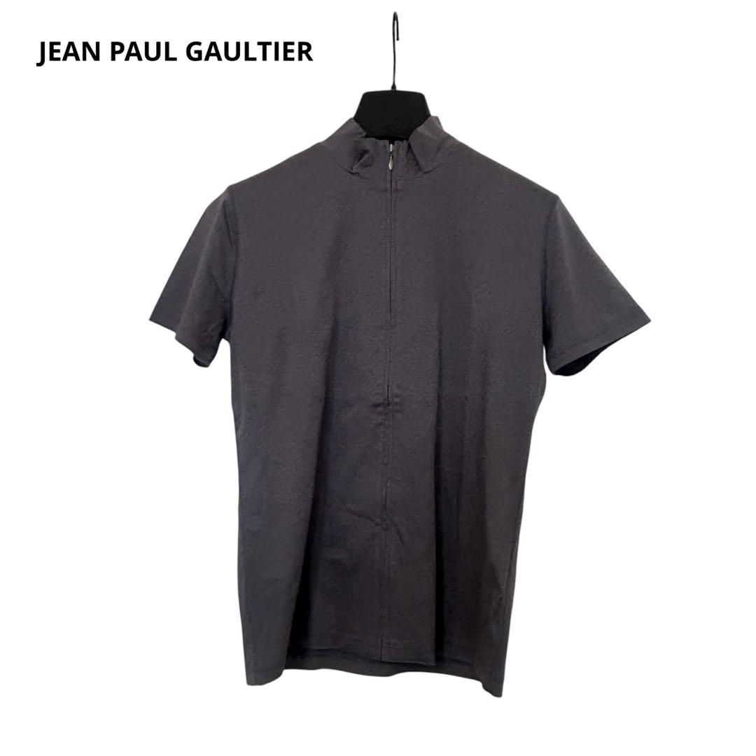 JEAN PAUL GAULTIER 龍 半袖 ジップ シャツ チャコール 48