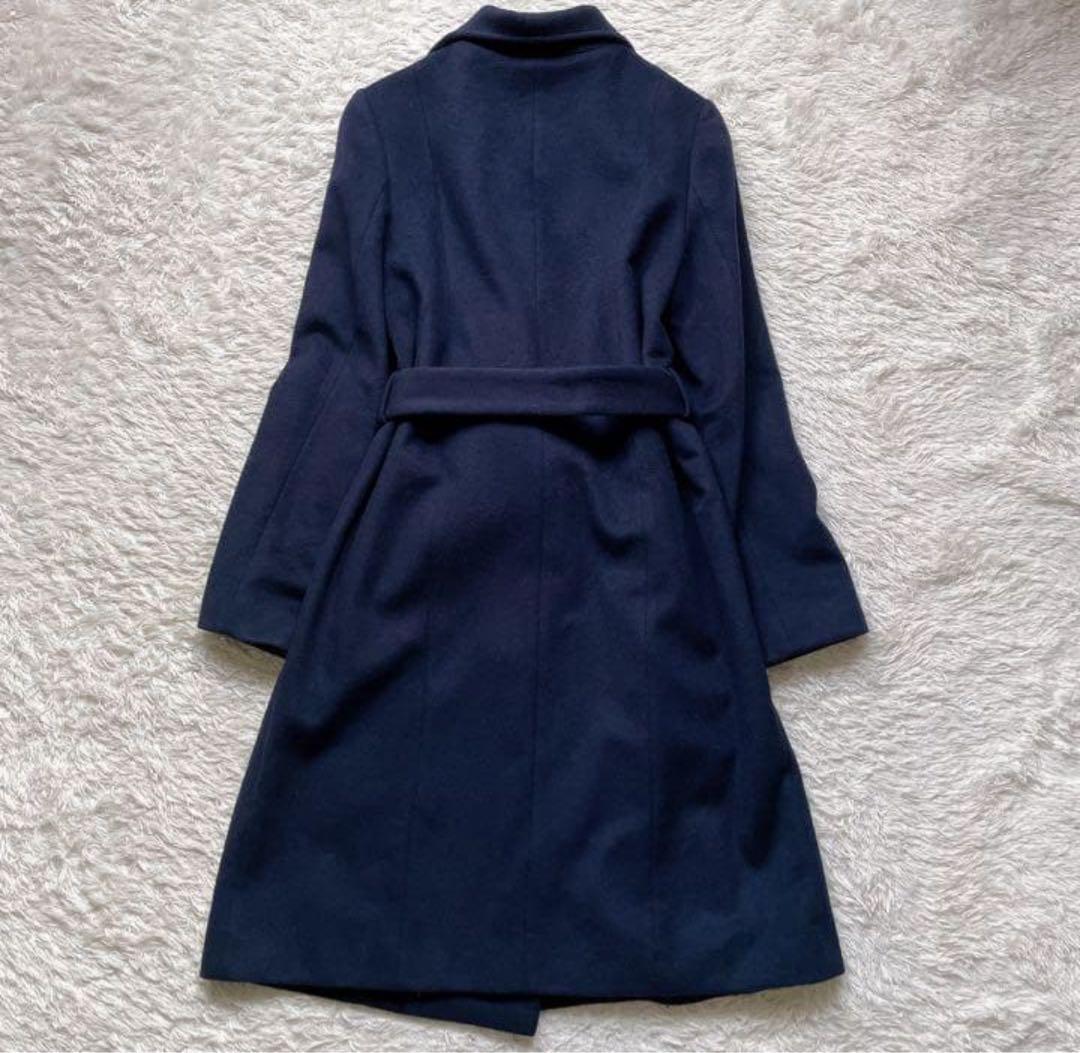 値下げ　美品＊アンタイトル プラチナムウールBIGカラーコート ネイビー