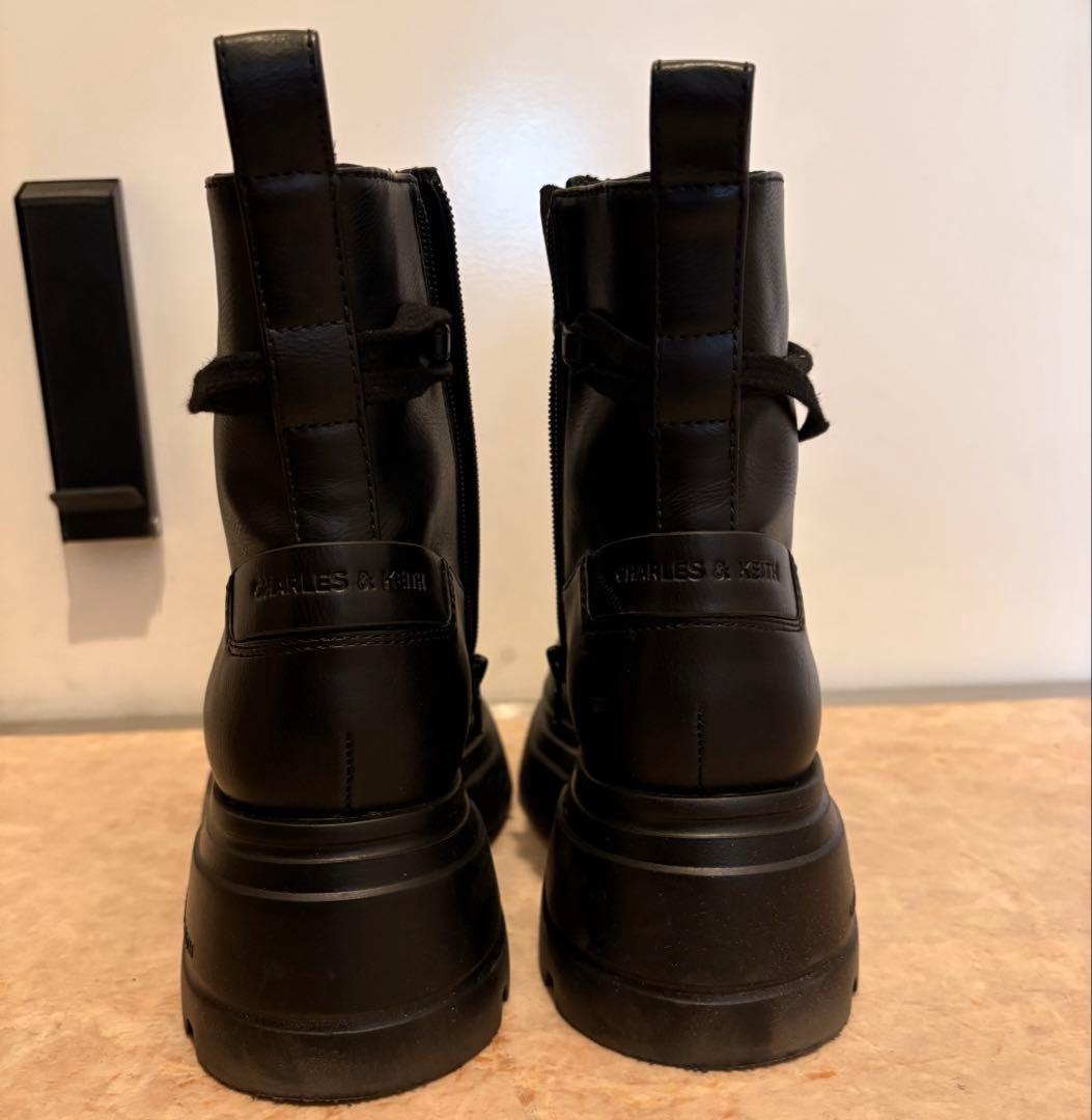【ひなこ】レースアップ チャンキーアンクルブーツ