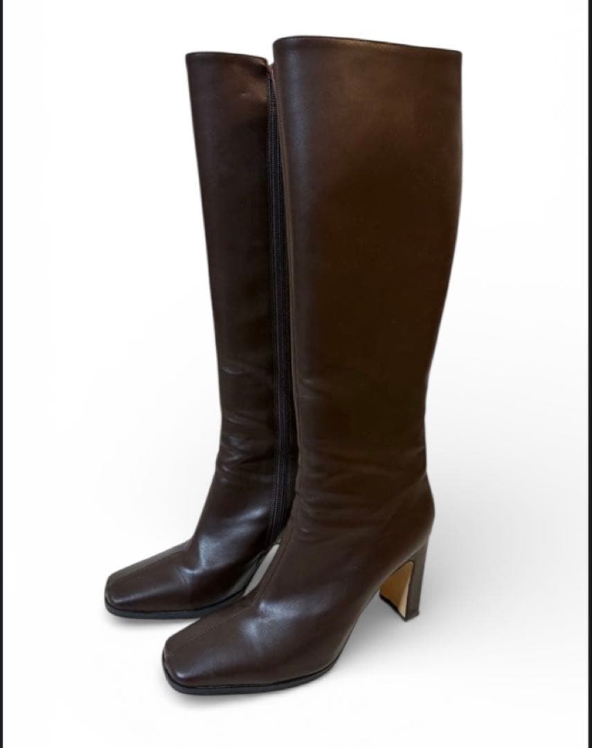ACYMBetty skinny ロングブーツ ダークブラウン レザー24.5