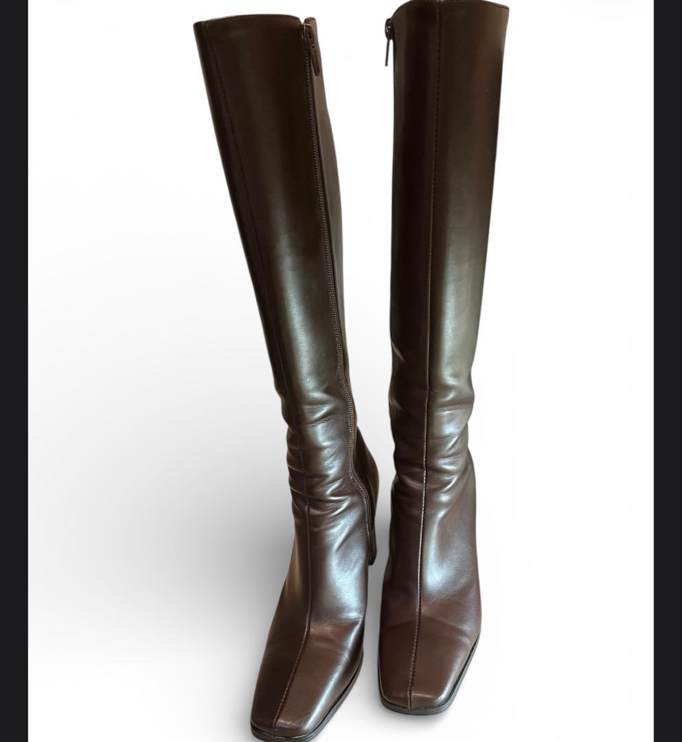 ACYMBetty skinny ロングブーツ ダークブラウン レザー24.5