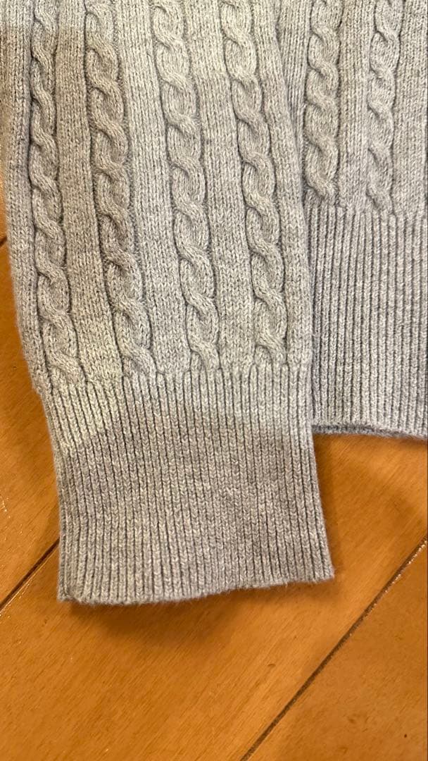 ラルフローレン　ケーブルニットカーディガン ホース刺繍　グレー