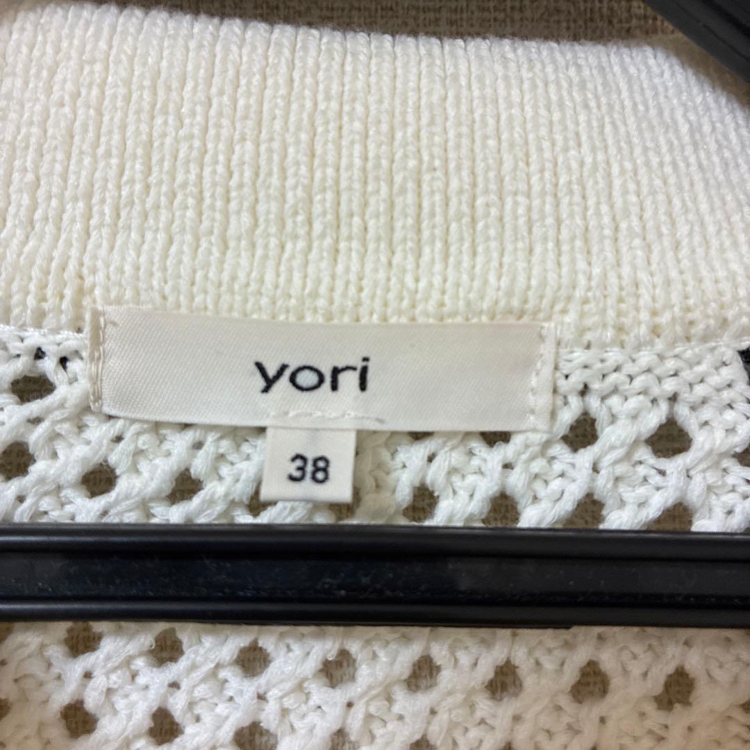 25ss ヨリ　yori クロシェニットジャケット　ホワイト　38