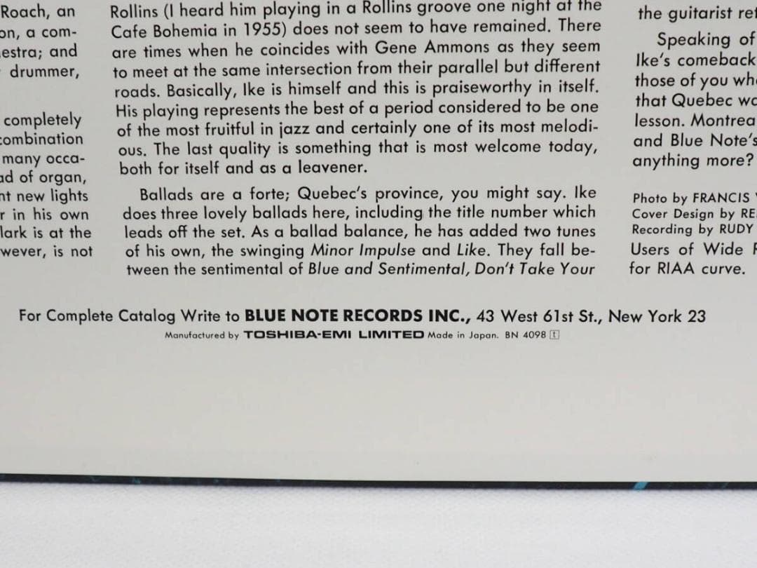 IKE QUEBEC / BLUE & SENTIMENTAL / 日本盤