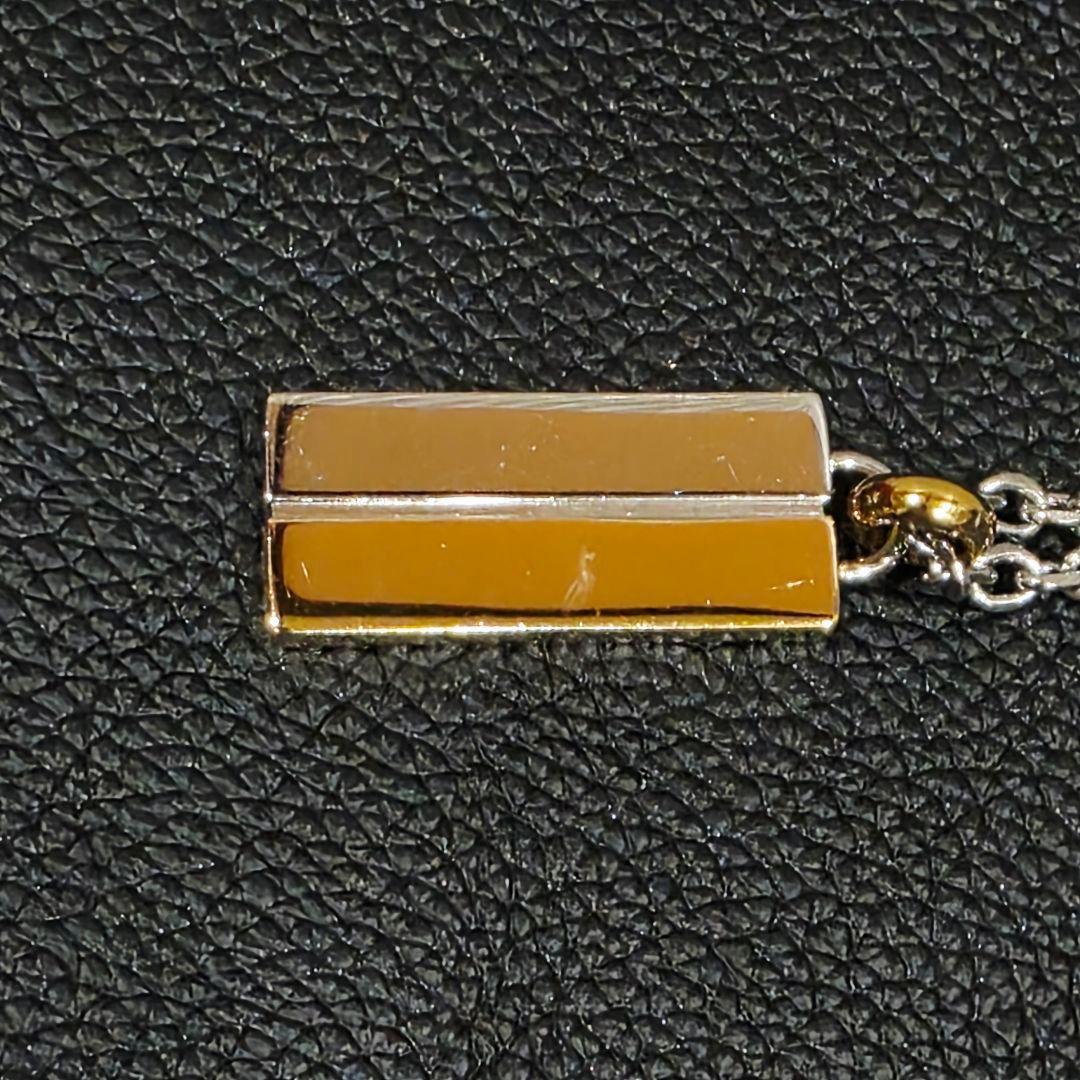 DIESELディーゼル ツートン バー ネックレス プレート シルバー ゴールド