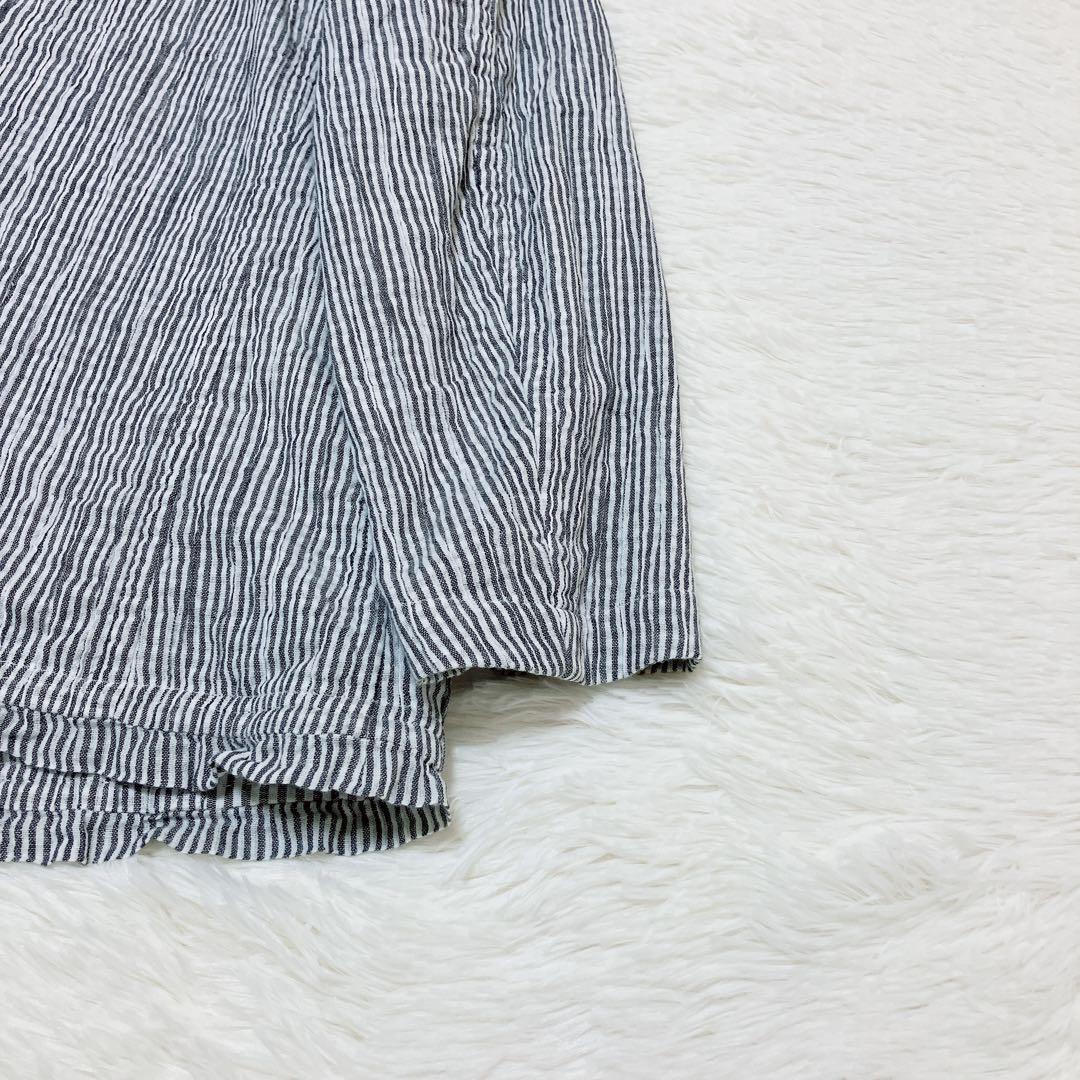 【希少】HaaT ISSEY MIYAKE 縮絨ストライプジャケット 灰/白