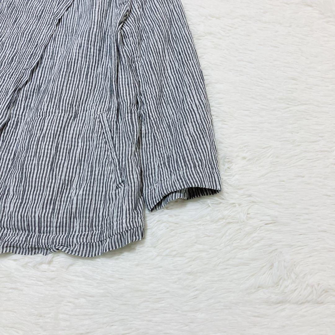【希少】HaaT ISSEY MIYAKE 縮絨ストライプジャケット 灰/白