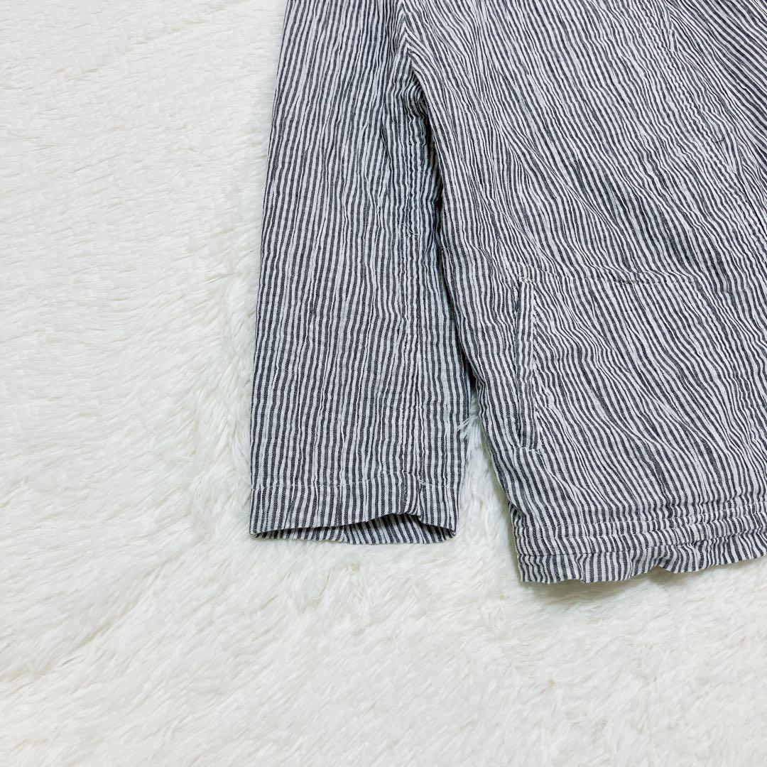 【希少】HaaT ISSEY MIYAKE 縮絨ストライプジャケット 灰/白