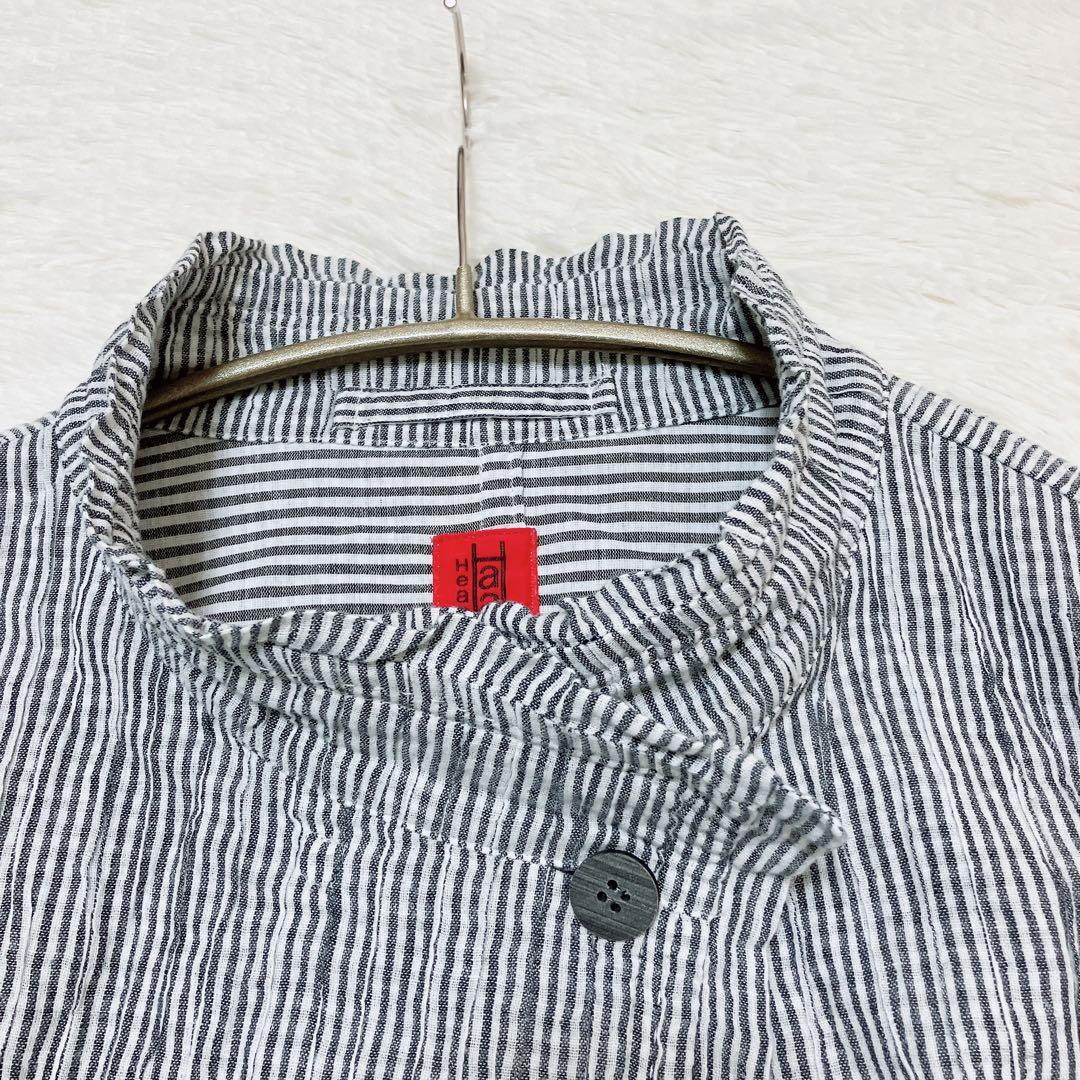 【希少】HaaT ISSEY MIYAKE 縮絨ストライプジャケット 灰/白