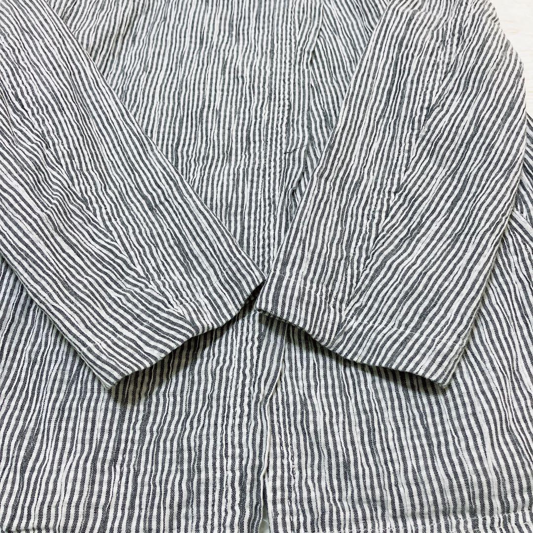 【希少】HaaT ISSEY MIYAKE 縮絨ストライプジャケット 灰/白