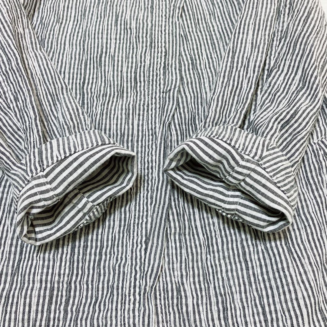 【希少】HaaT ISSEY MIYAKE 縮絨ストライプジャケット 灰/白