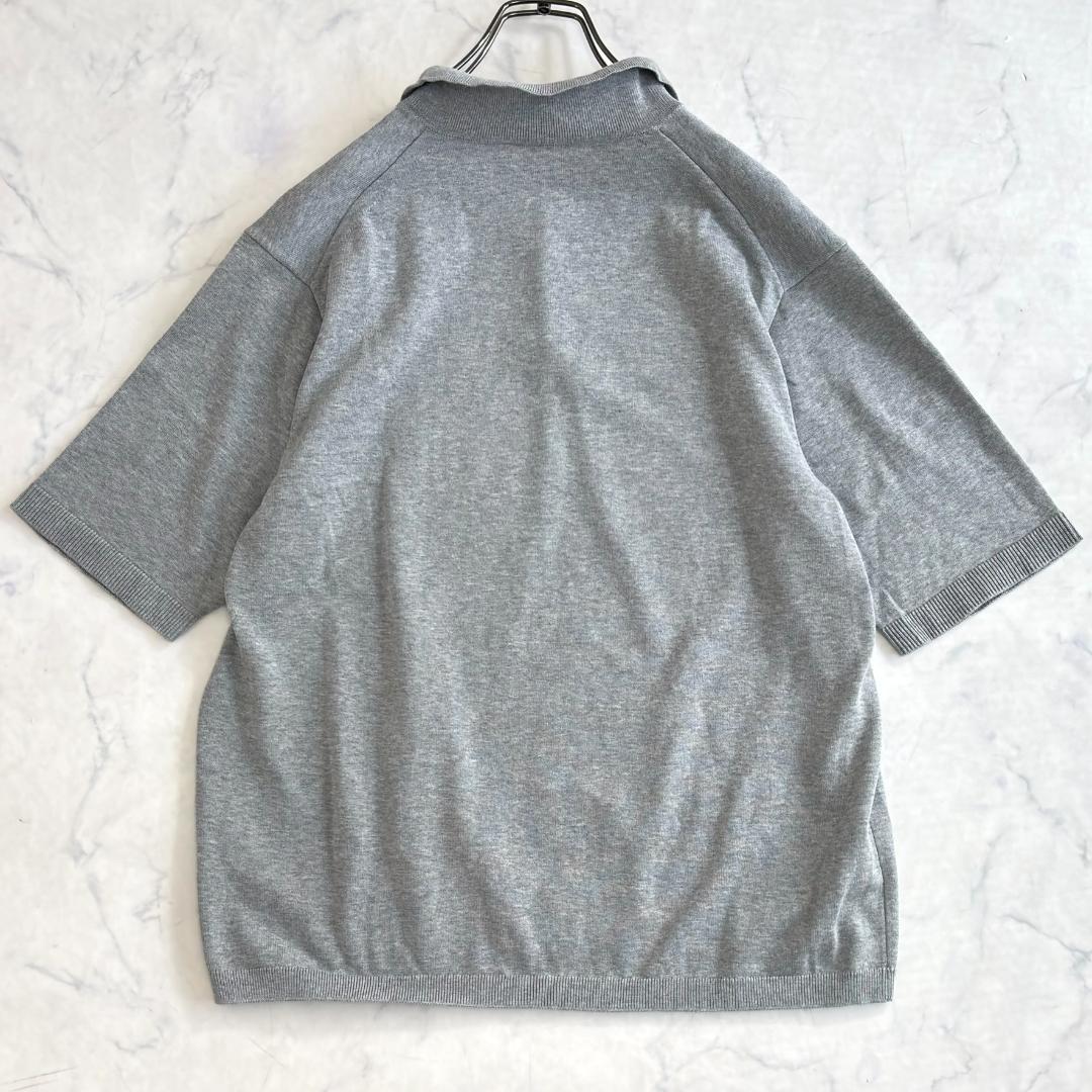 美品 エイトン ATON ニットポロ コットン グレー 02 ty6