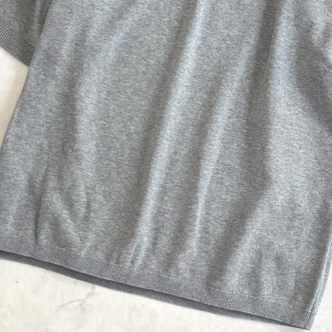 美品 エイトン ATON ニットポロ コットン グレー 02 ty6
