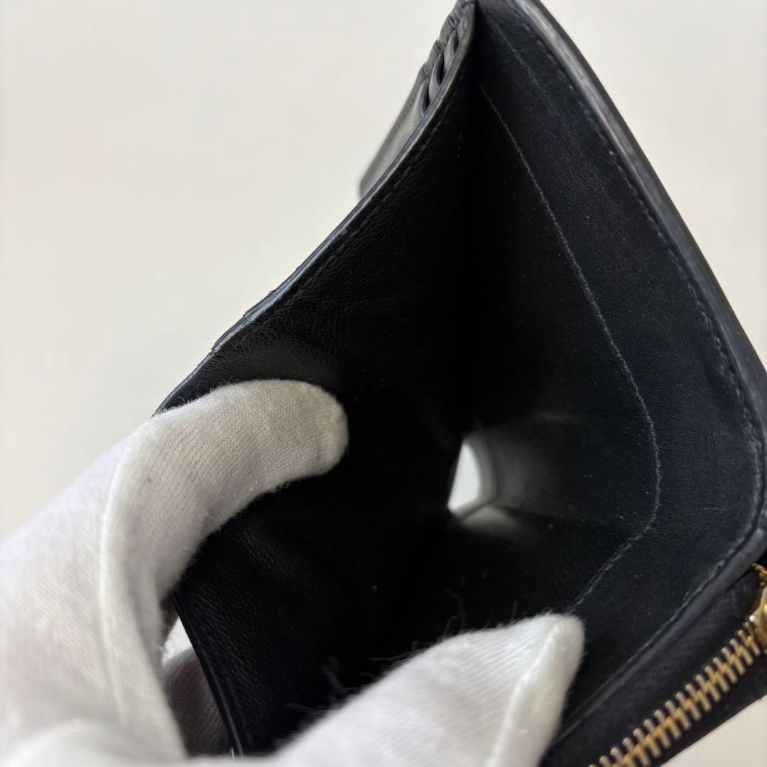 美品/現行✨サンローラン 二つ折り財布 カサンドラ ブラック レザー