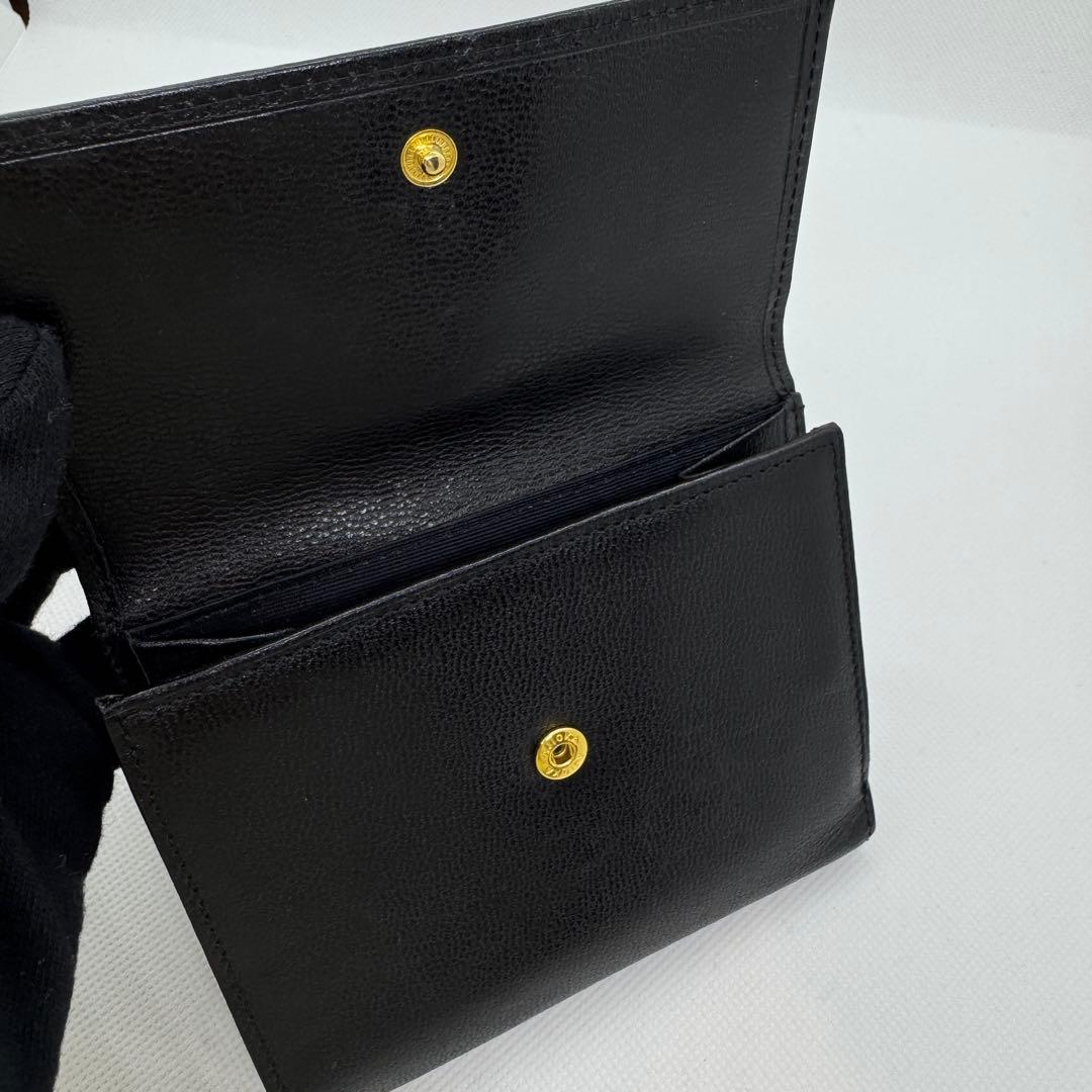美品 ジバンシー 二つ折財布 ブラック レザー ブランドロゴ