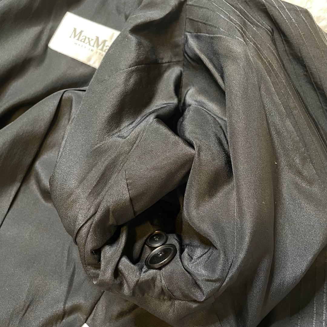 MaxMara シルクトレンチコート 黒 白タグ 現行 S フォーマル