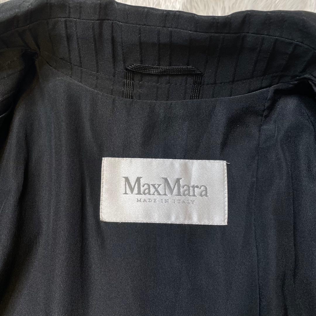 MaxMara シルクトレンチコート 黒 白タグ 現行 S フォーマル