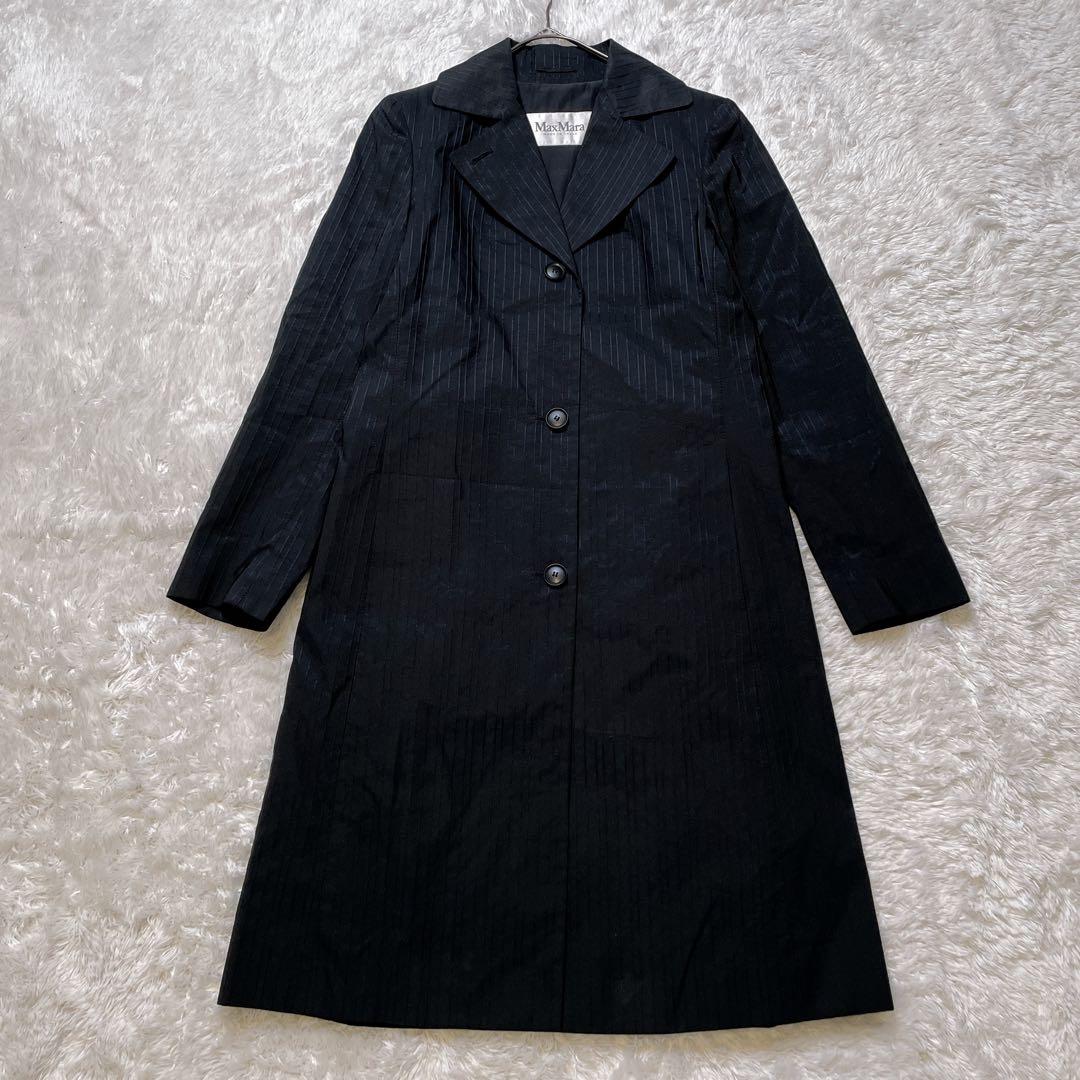 MaxMara シルクトレンチコート 黒 白タグ 現行 S フォーマル