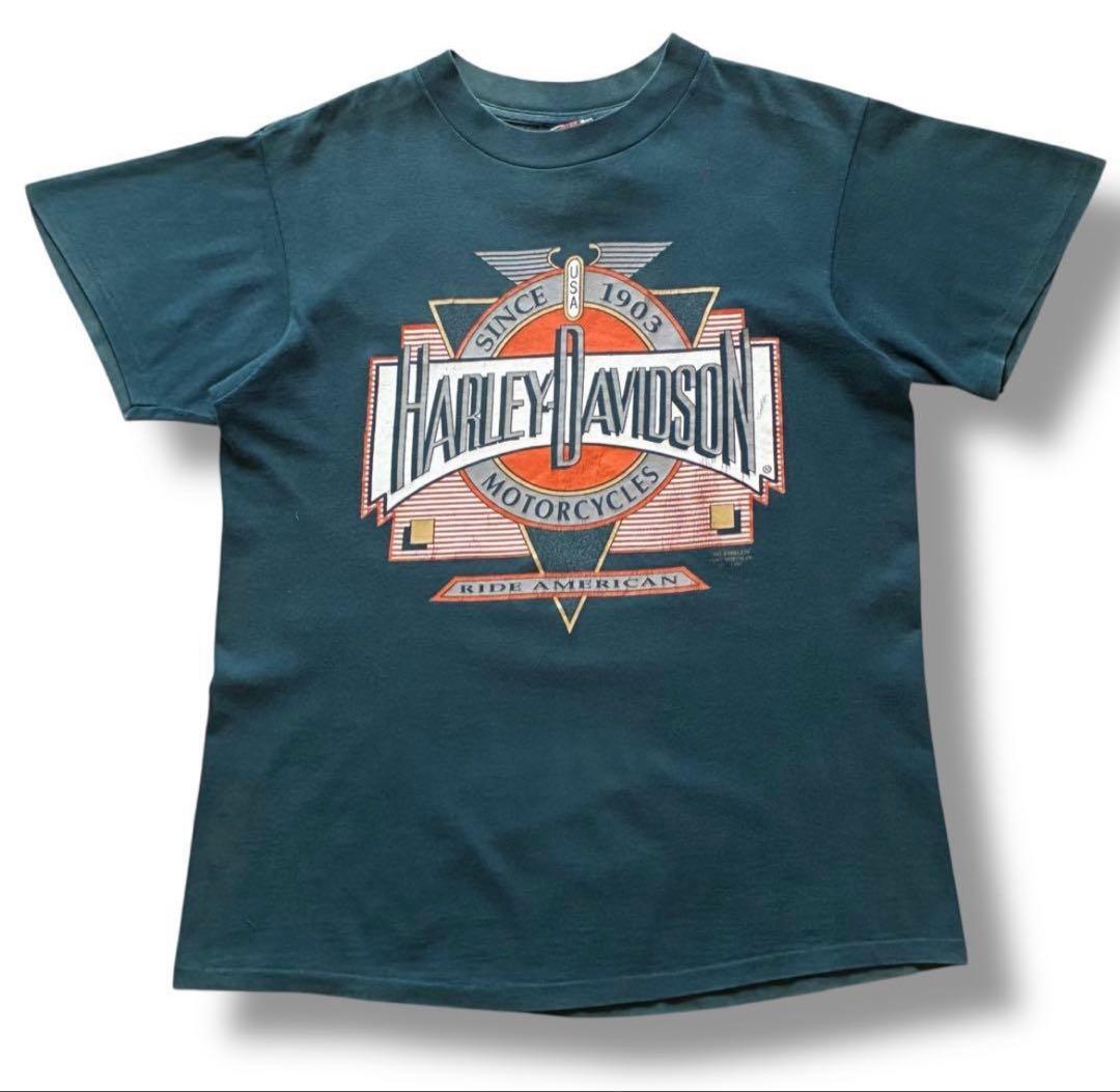 3D emblem 90s USA製 “ハーレーダビッドソン“フレイム Tシャツ