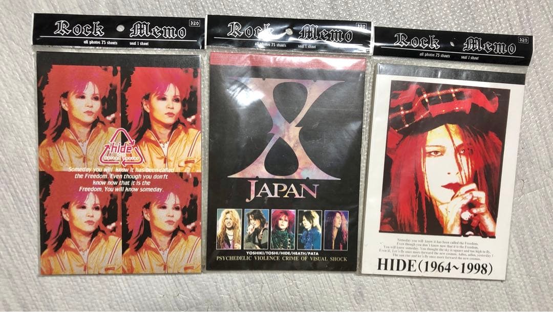 hikaru! X JAPAN hide メモ帳3冊缶バッジグッズまとめ