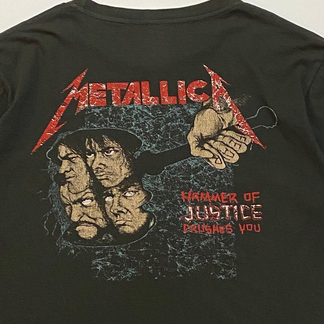 90s メタリカ アートワーク両面プリント バンドT シングルステッチ 黒 XL