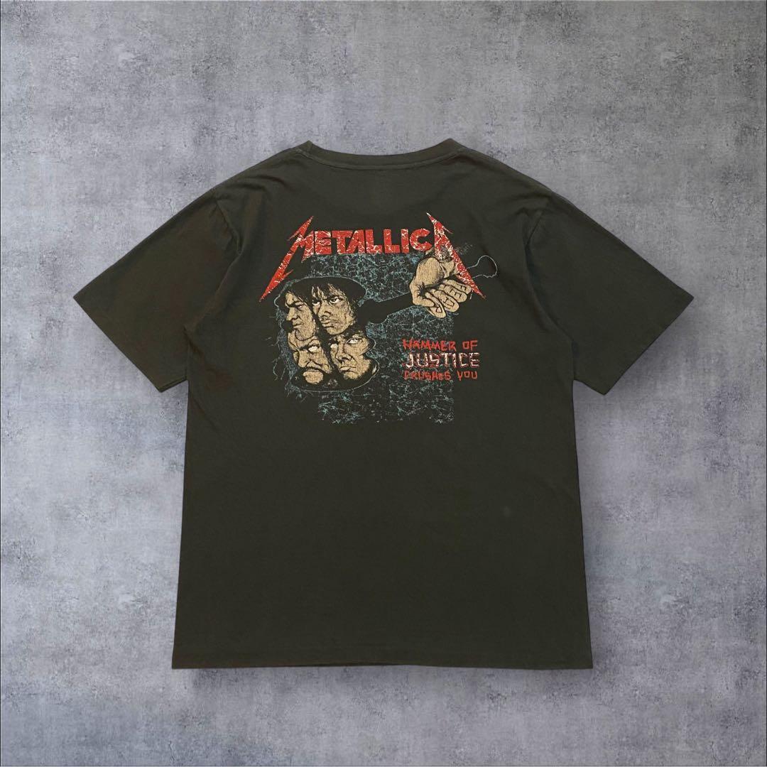 90s メタリカ アートワーク両面プリント バンドT シングルステッチ 黒 XL