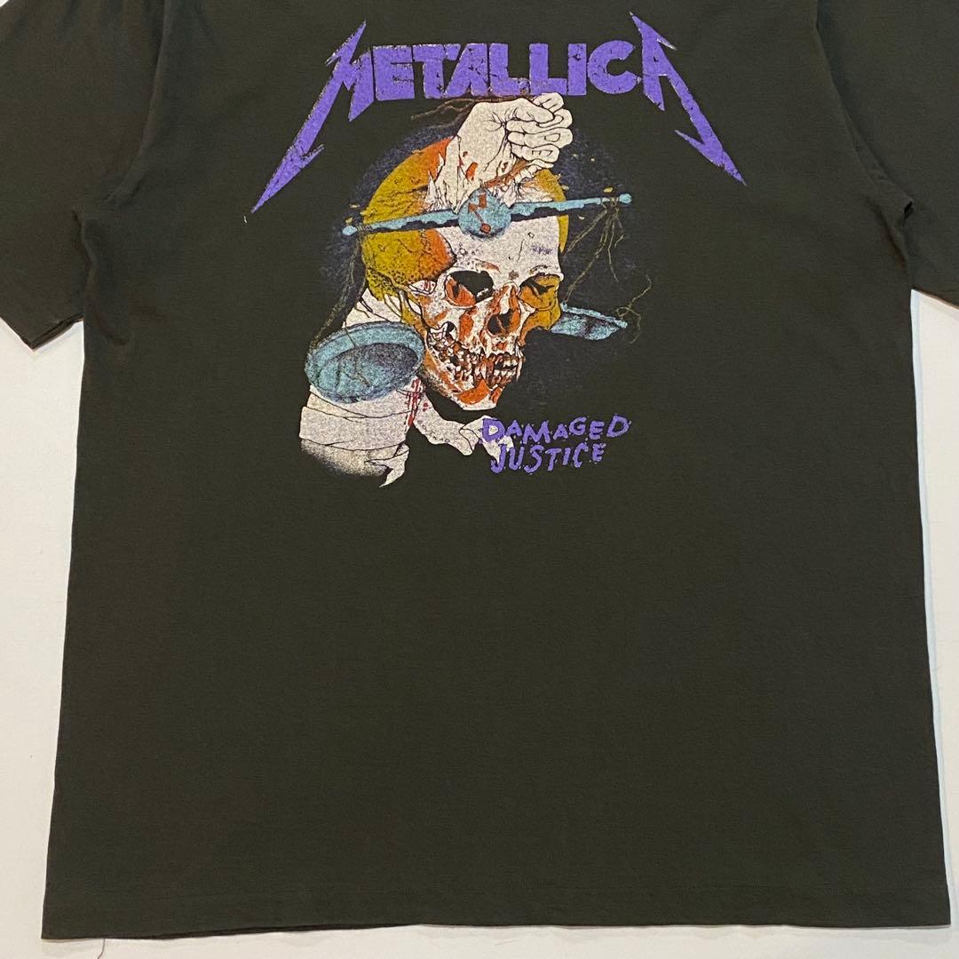 90s メタリカ アートワーク両面プリント バンドT シングルステッチ 黒 XL