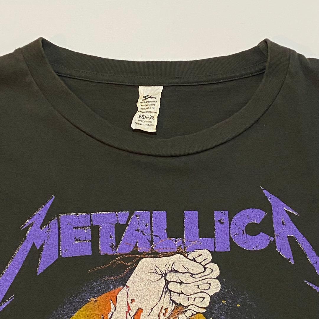 90s メタリカ アートワーク両面プリント バンドT シングルステッチ 黒 XL