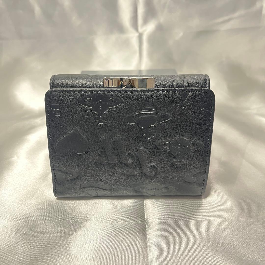 新品 Vivienne Westwood ブラック ヴィヴィアン柄 三つ折り財布