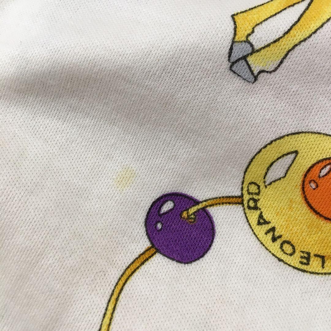 レオナールスポーツ　チェーン柄長袖ポロシャツ　ホース　フラワー　ホワイト　M