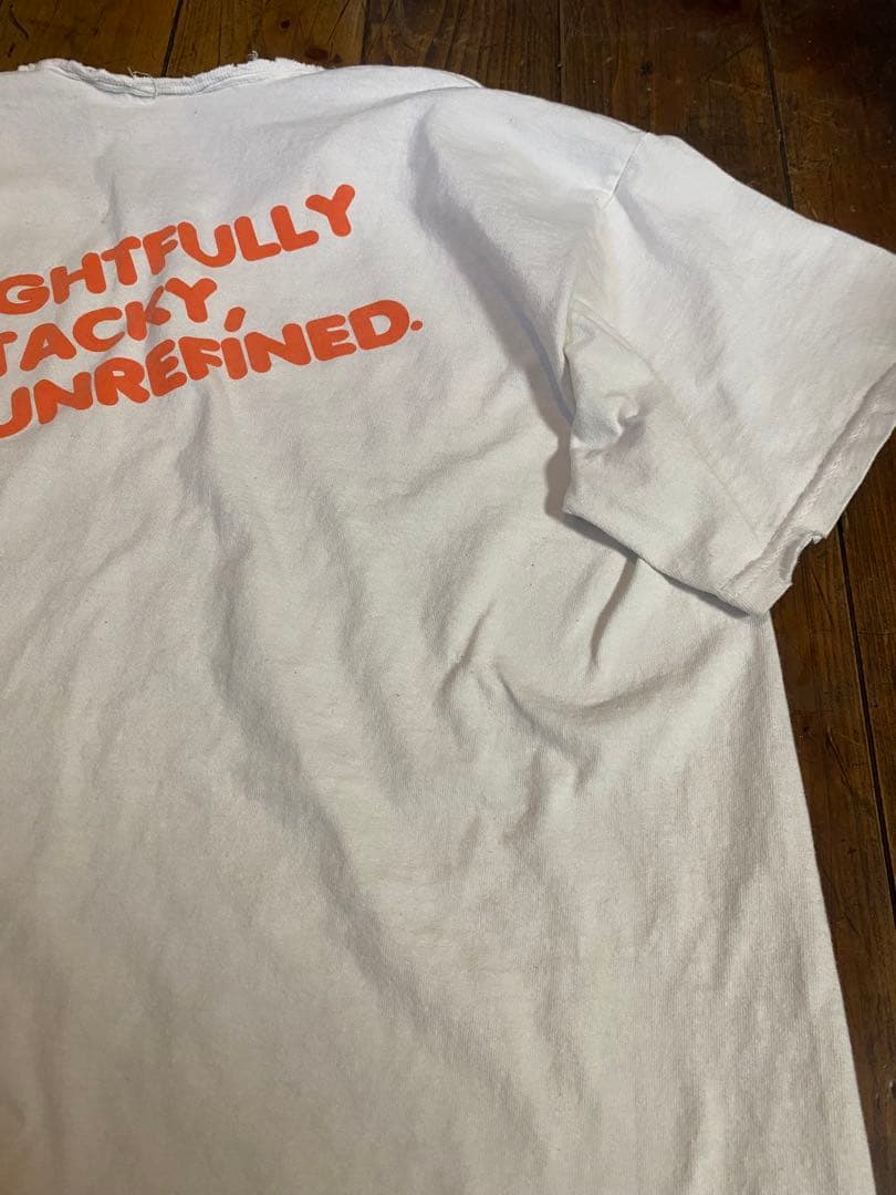 90s US古着 サイン入りフーターズ ヴィンテージ Tシャツ 白 ダメージ